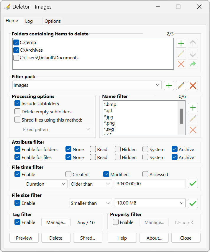 Deletor screenshot