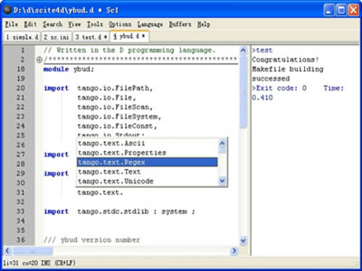 SciTE4D Text Editor for D1 screenshot