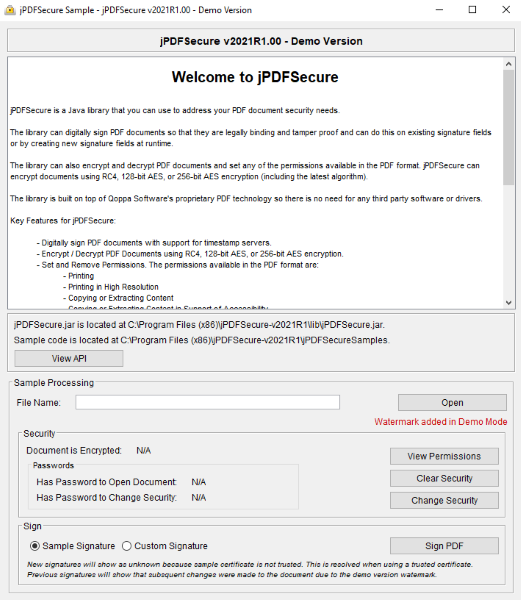 jPDFSecure for Linux screenshot