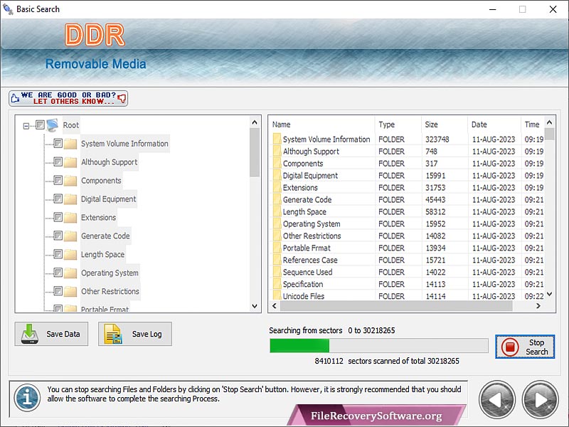 USB Removable Media Files Recovery screenshot