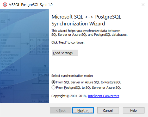 MSSQL-PostgreSQL Sync screenshot