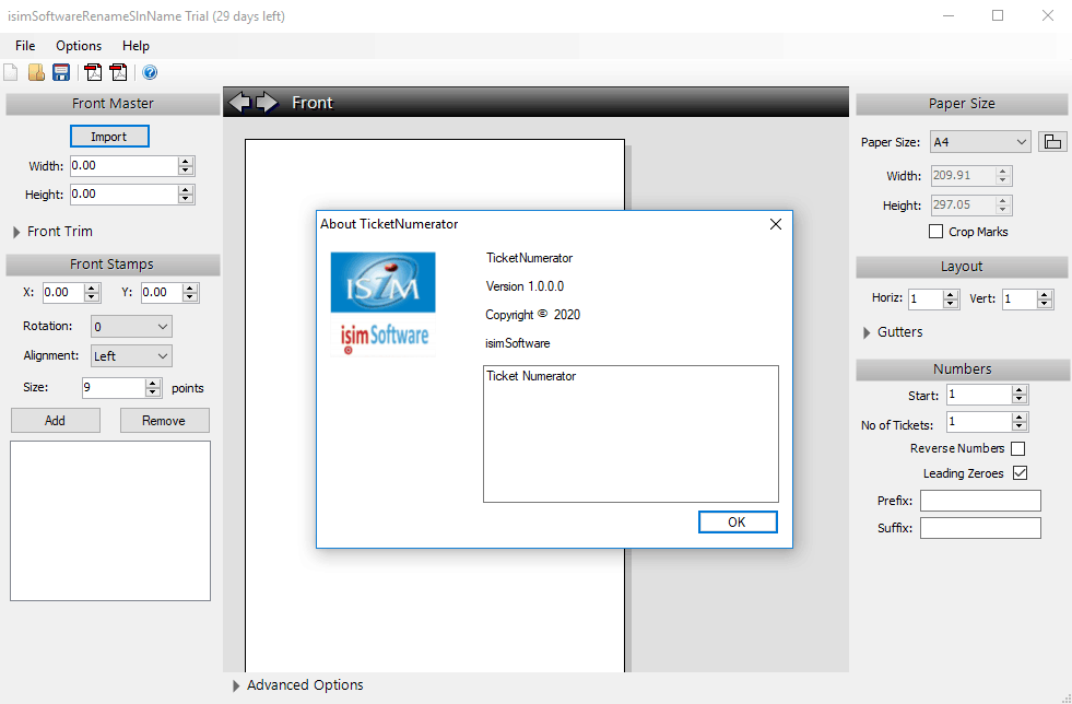 isimSoftware Ticket Numerator screenshot