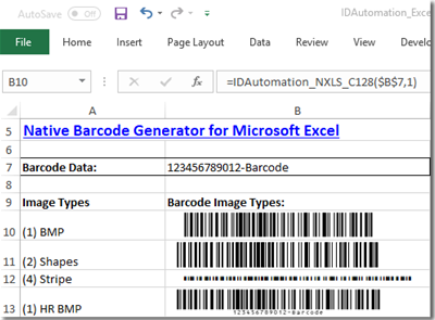 2D Excel Native Barcode Generator screenshot