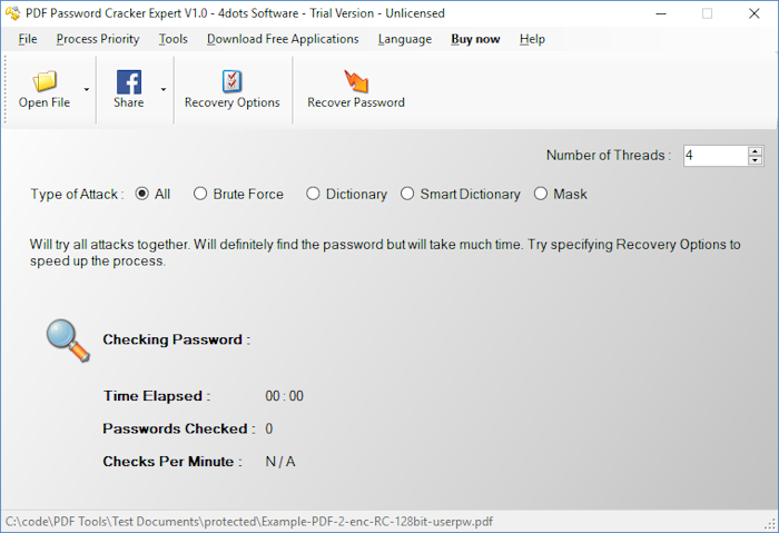 PDF Password Cracker Expert screenshot