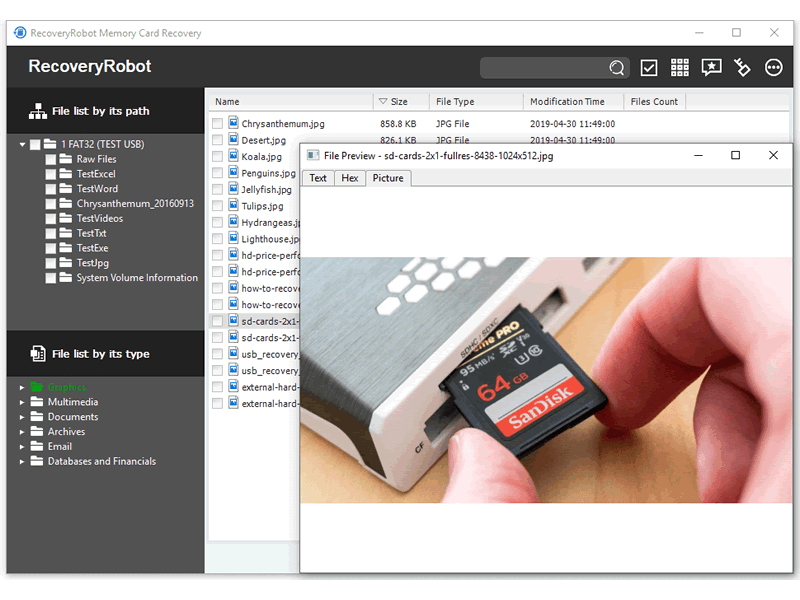 RecoveryRobot Memory Card Recovery screenshot