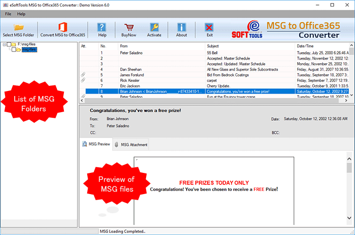 eSoftTools MSG to Office 365 Converter screenshot