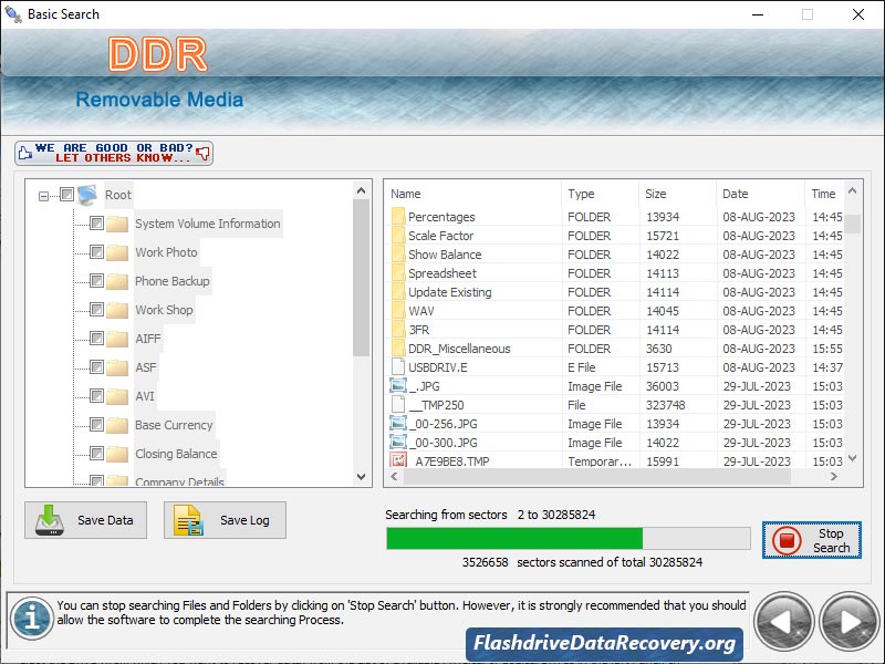 Removable Media Data Recovery Software screenshot