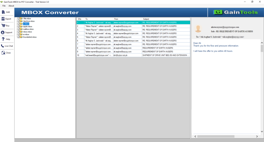 GainTools MBOX Converter screenshot