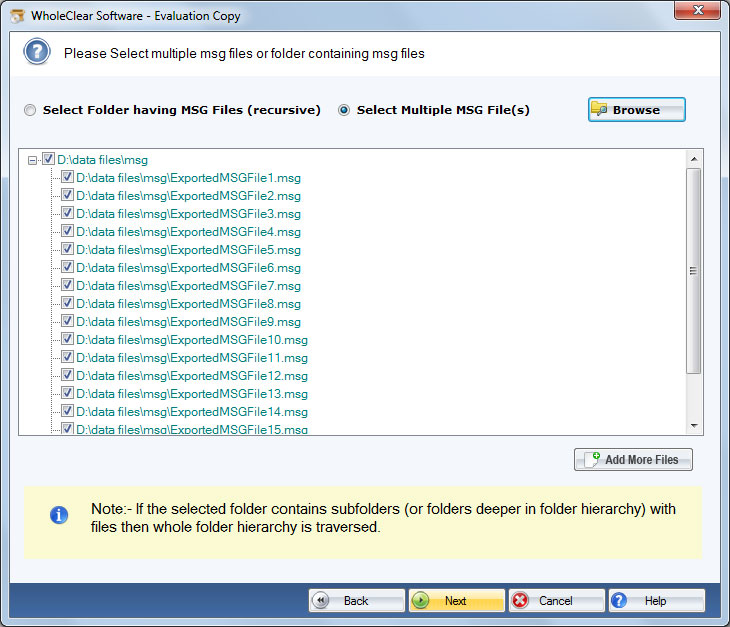 WholeClear MSG Converter screenshot