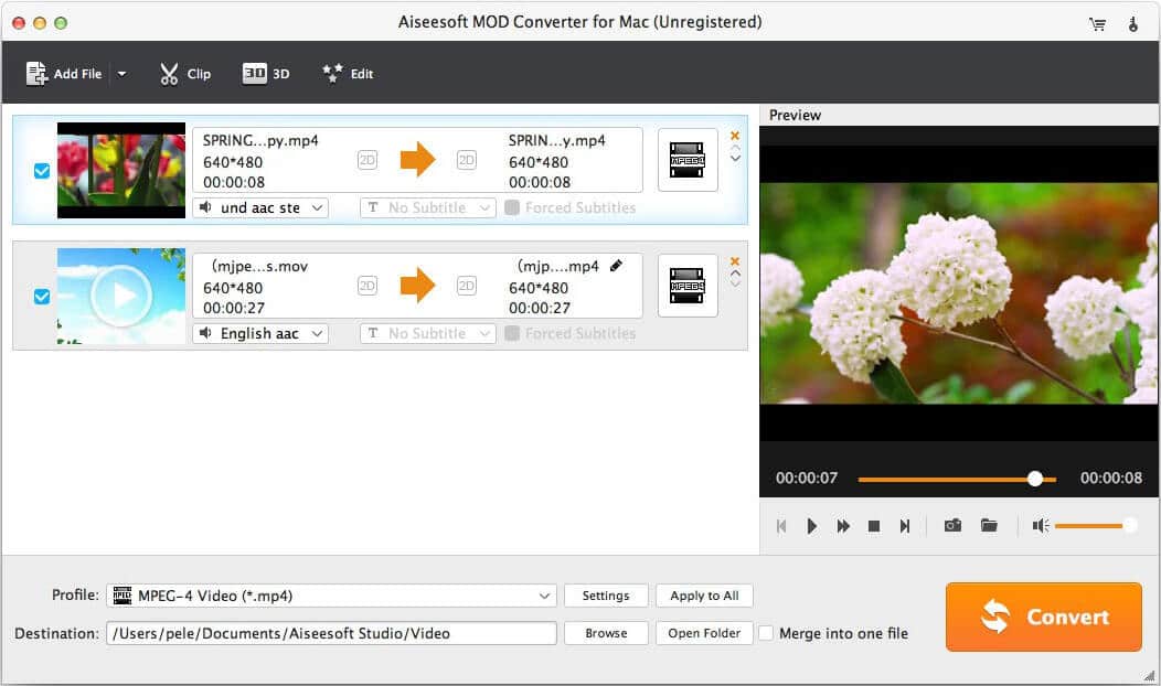 Aiseesoft MOD Converter for Mac screenshot