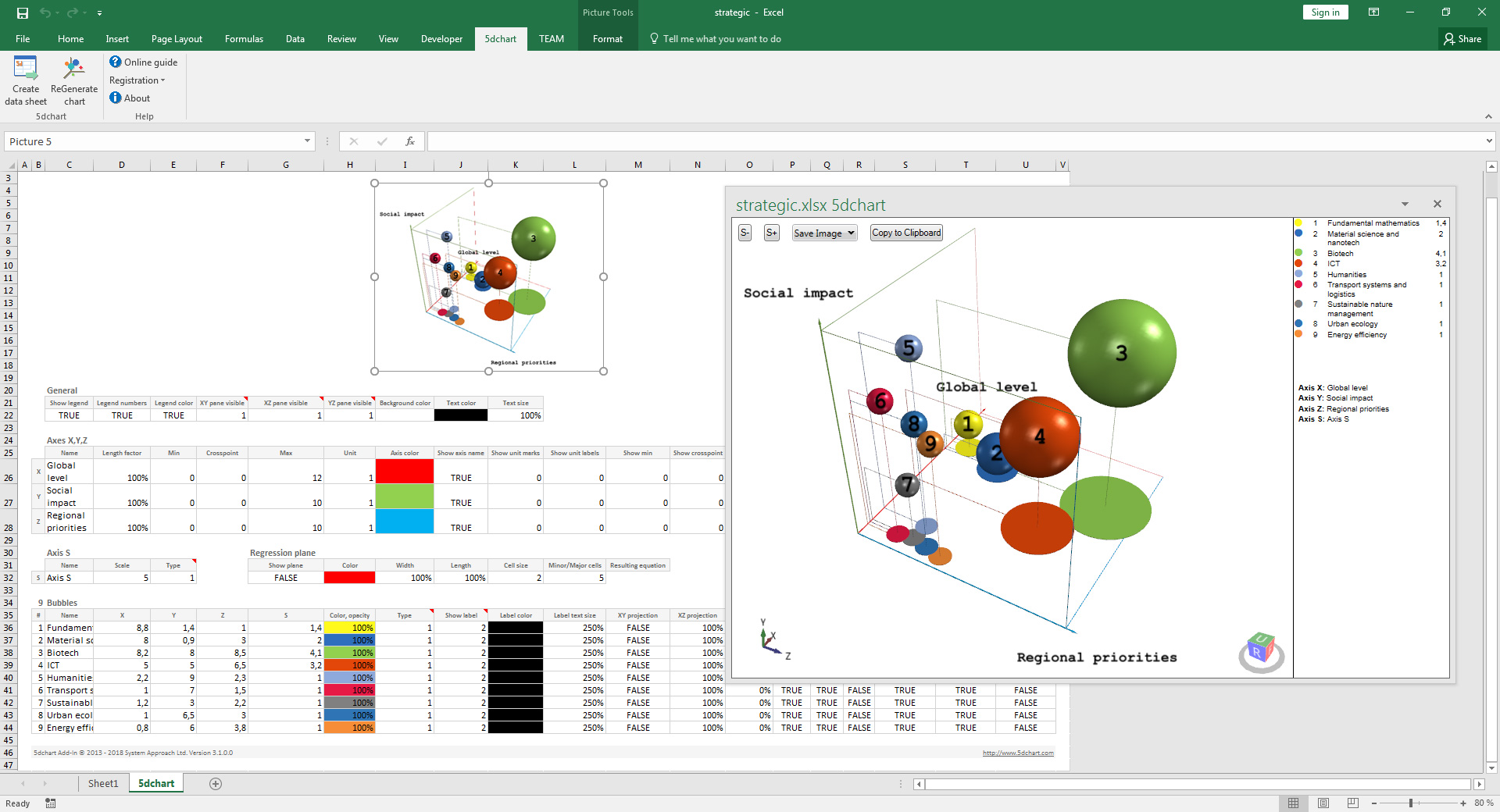 5dchart Add-In (for MS Excel) screenshot