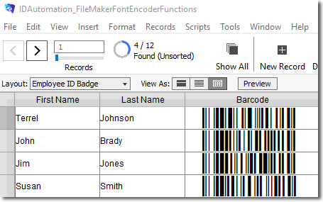 FileMaker Pro Barcode Custom Functions screenshot
