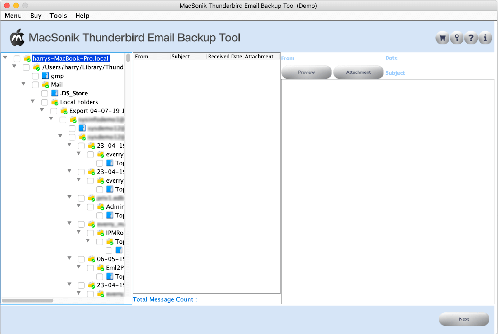 MacSonik Thunderbird Backup Tool screenshot