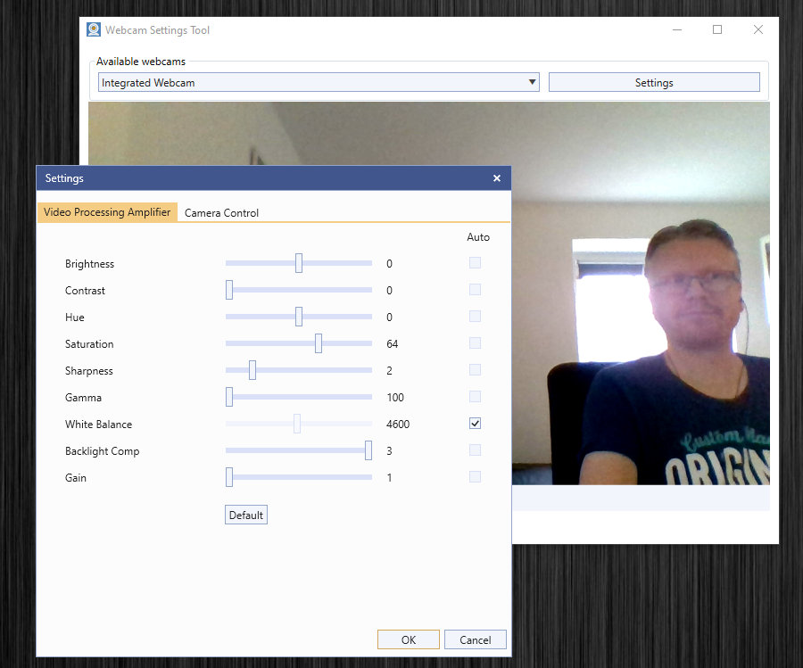 Webcam Settings Tool for Windows screenshot