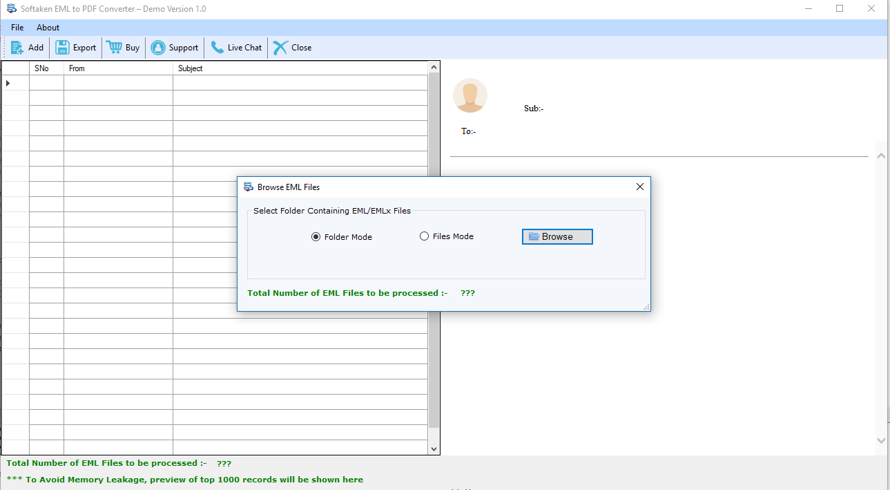 Softaken EML to PDF Converter screenshot