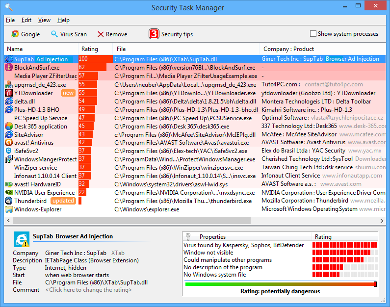 Security Task Manager screenshot