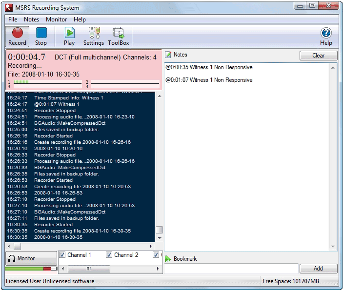 MSRS Recording System screenshot