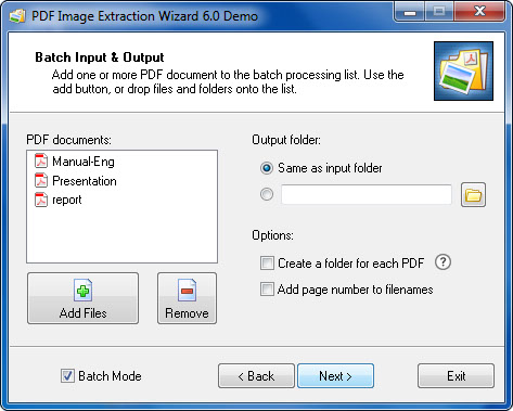PDF Image Extraction Wizard screenshot