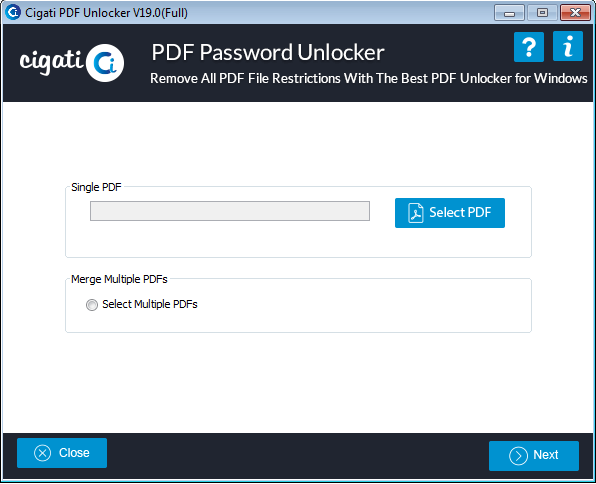 Cigati PDF File Unlocker screenshot