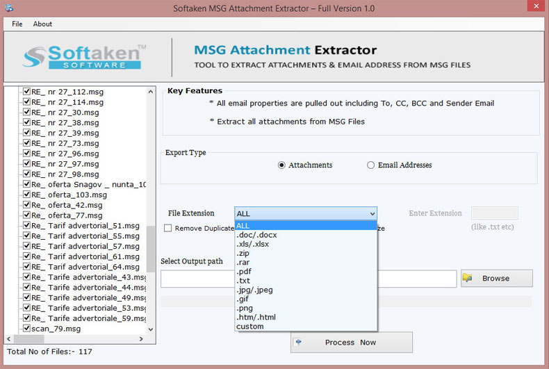 Softaken MSG Attachment Extractor screenshot