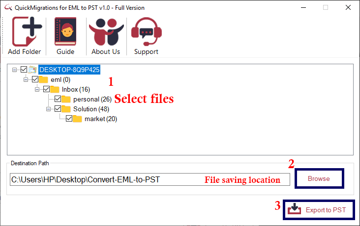 QuickMigrations for EML to PST screenshot