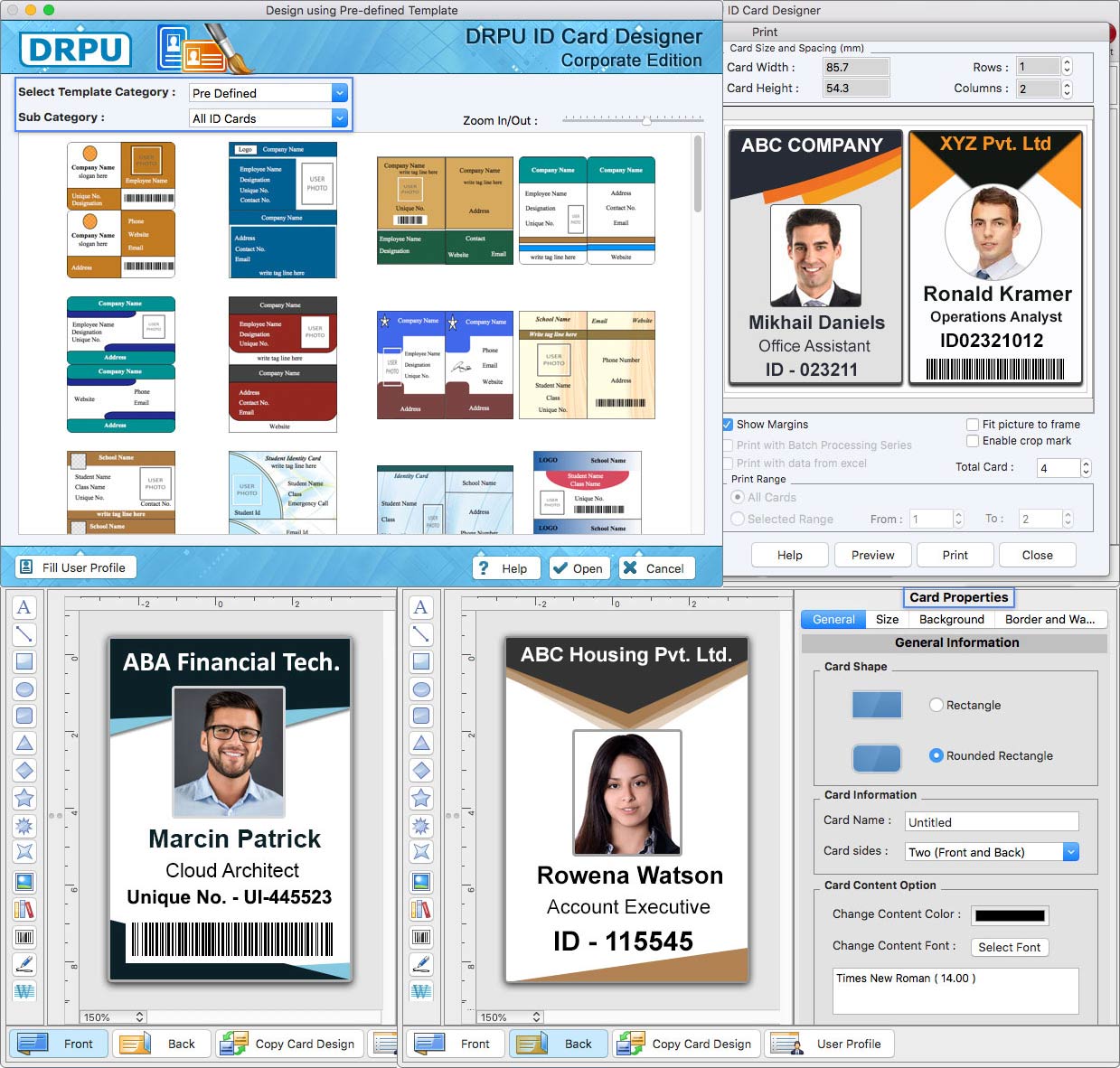 ID Card Designer Corporate for Mac screenshot