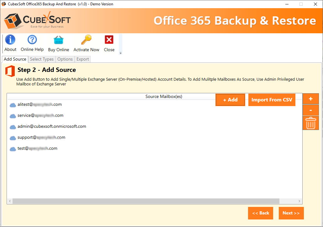 CubexSoft Office 365 Backup screenshot