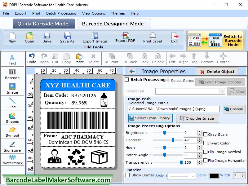 Barcode Labels Maker healthcare Industry screenshot