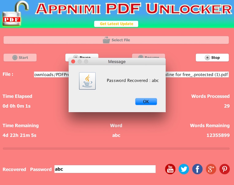 Appnimi PDF Unlocker for Mac screenshot