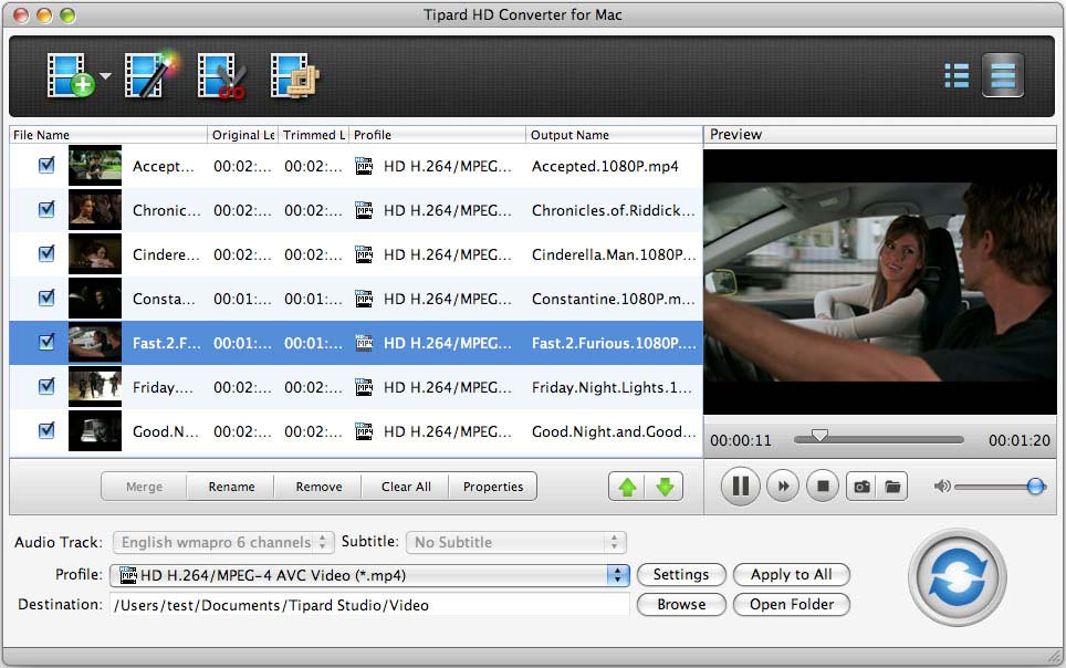 Tipard HD Converter for Mac screenshot