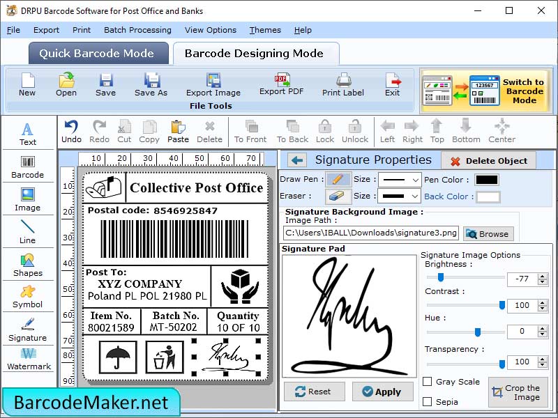 Barcode Maker Software for Post Office screenshot