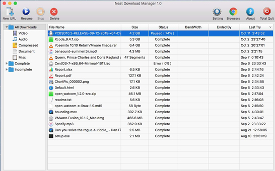 Neat Download Manager Mac screenshot