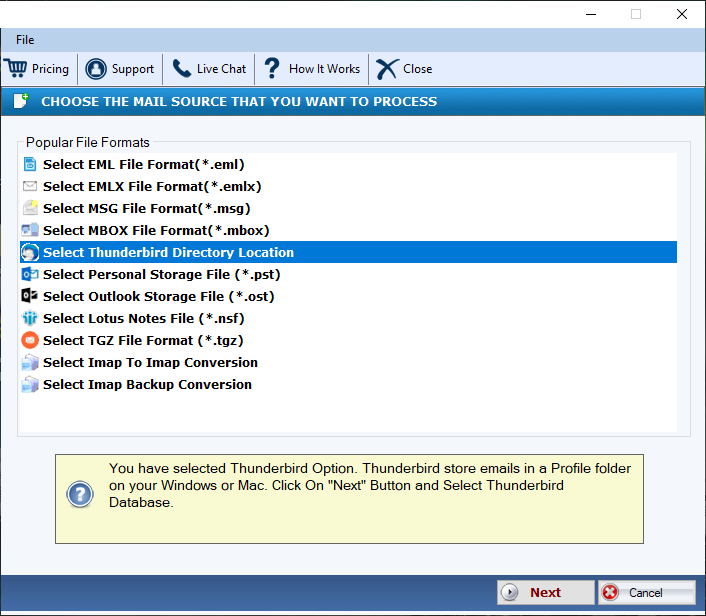 DailySoft Thunderbird to IMAP Migrator screenshot