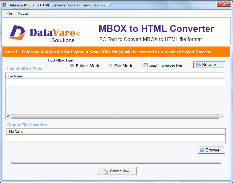 Datavare MBOX to HTML Converter Expert screenshot