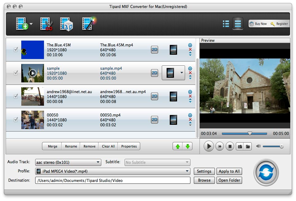 Tipard MXF Converter for Mac screenshot
