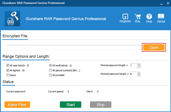 iSunshare RAR Password Genius screenshot
