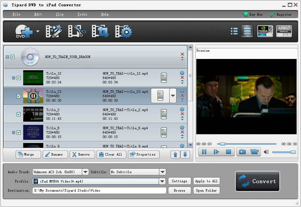 Tipard DVD to iPad Converter screenshot