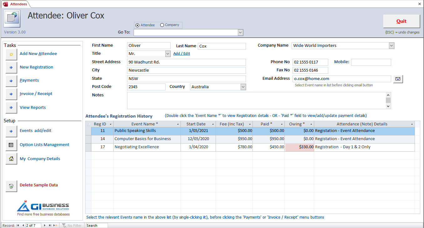 Events Management Software screenshot