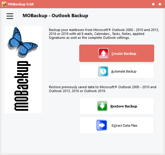 MOBackup - Outlook Backup Software screenshot