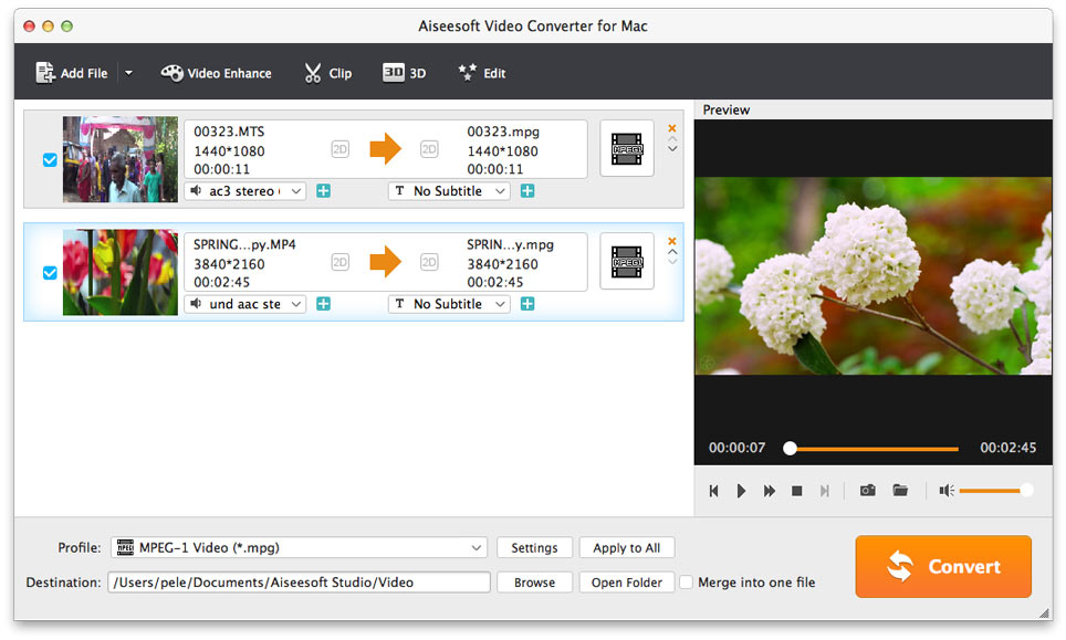 Aiseesoft Video Converter for Mac screenshot