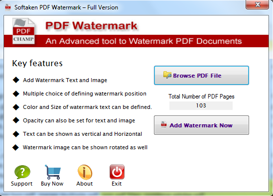 Softaken PDF Watermark Generator screenshot