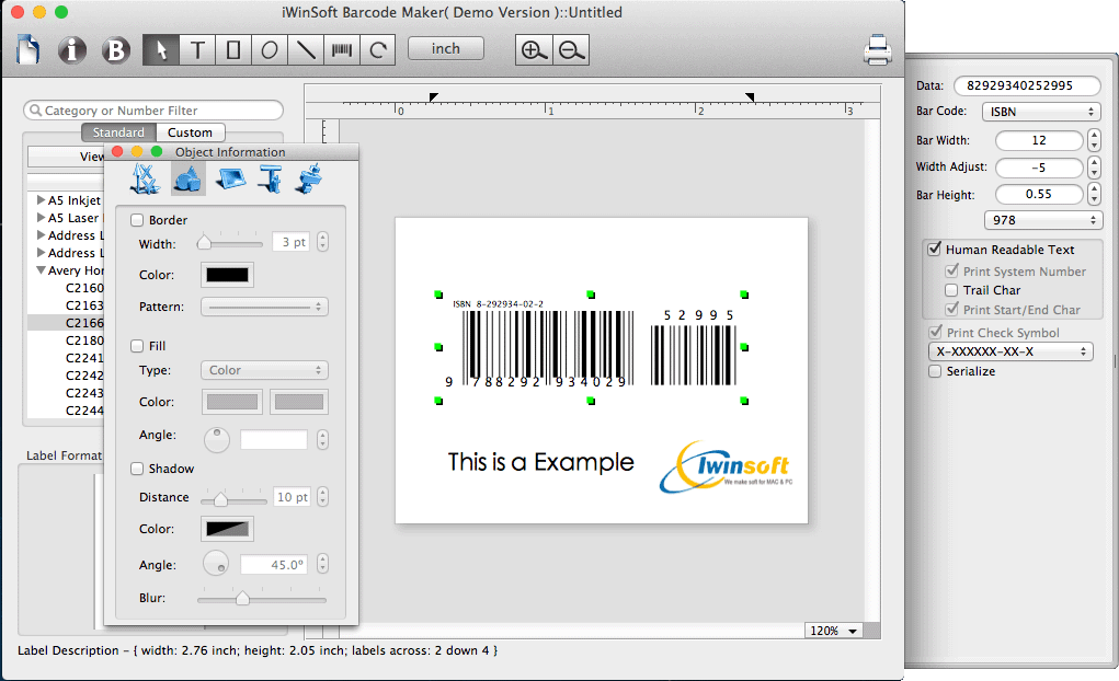 iWinSoft Barcode Maker for Mac screenshot