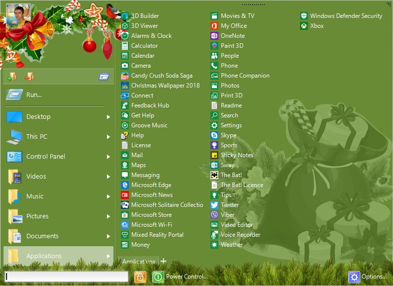 Start Menu X Christmas theme screenshot