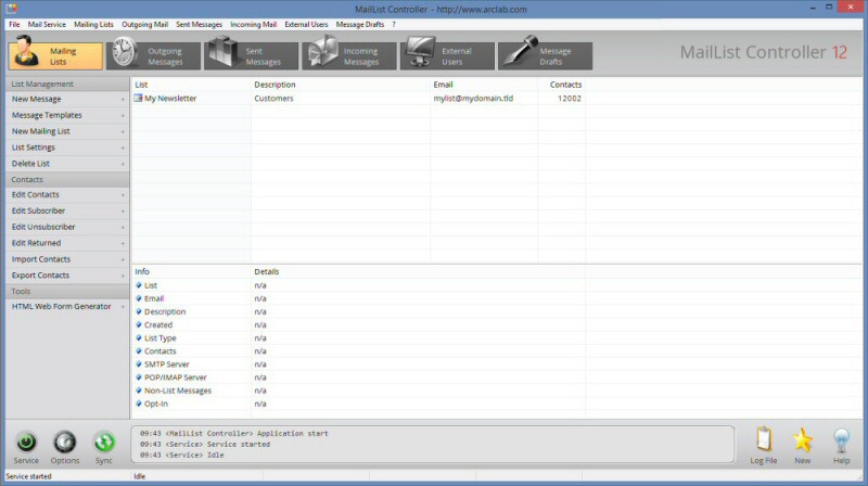 Arclab MailList Controller screenshot