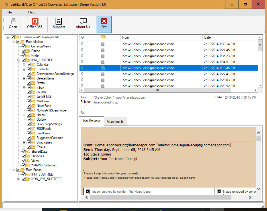 EML to Office365 Converter screenshot