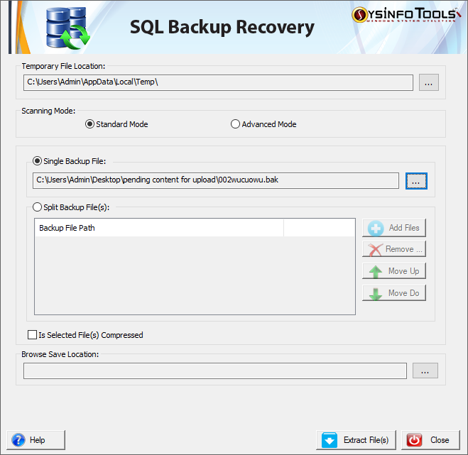 SysInfoTools SQL Backup Recovery screenshot