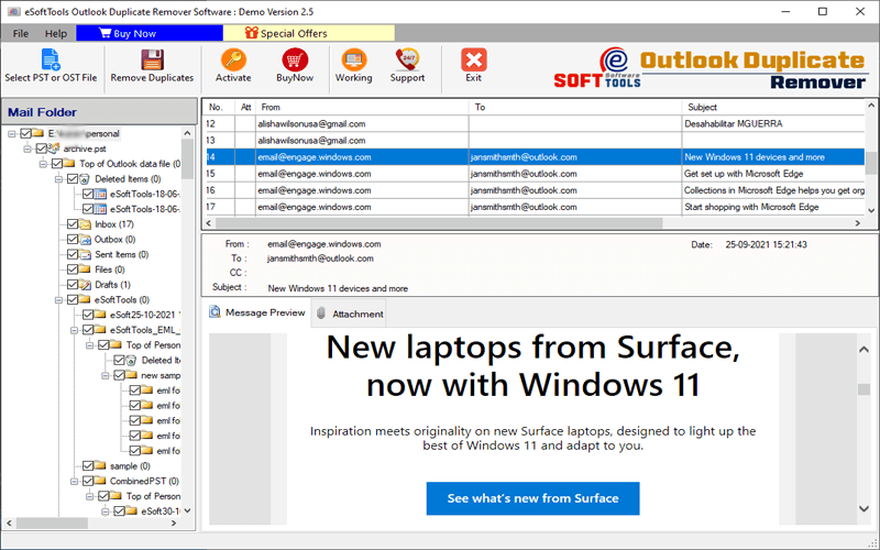 eSoftTools Outlook Duplicate Remover screenshot