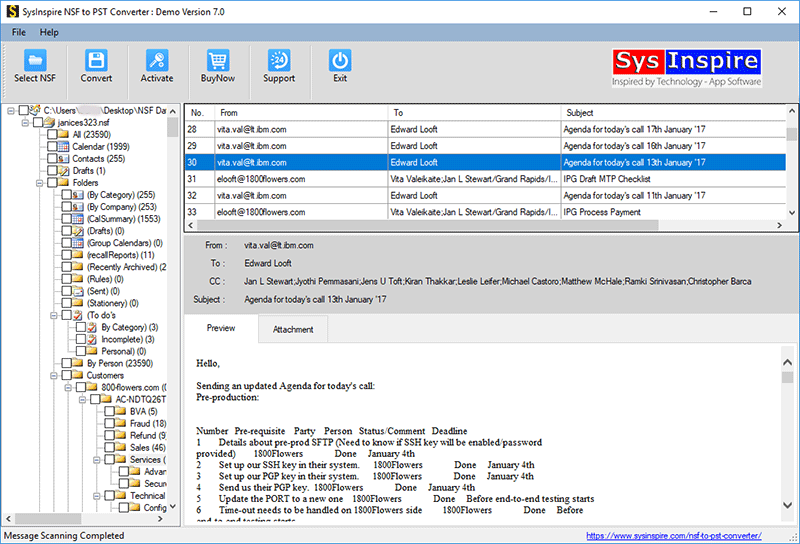 SysInspire NSF to PST Converter screenshot