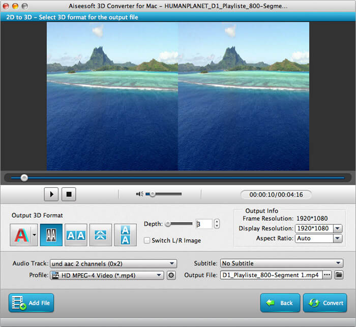 Aiseesoft 3D Converter for Mac screenshot