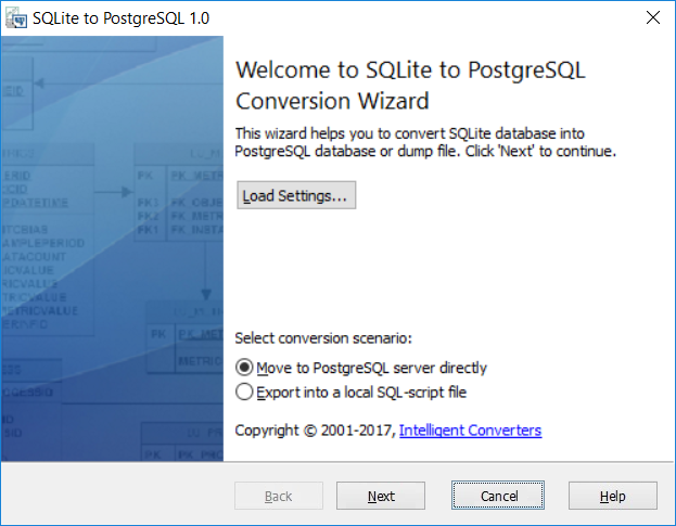 SQLite-to-PostgreSQL screenshot